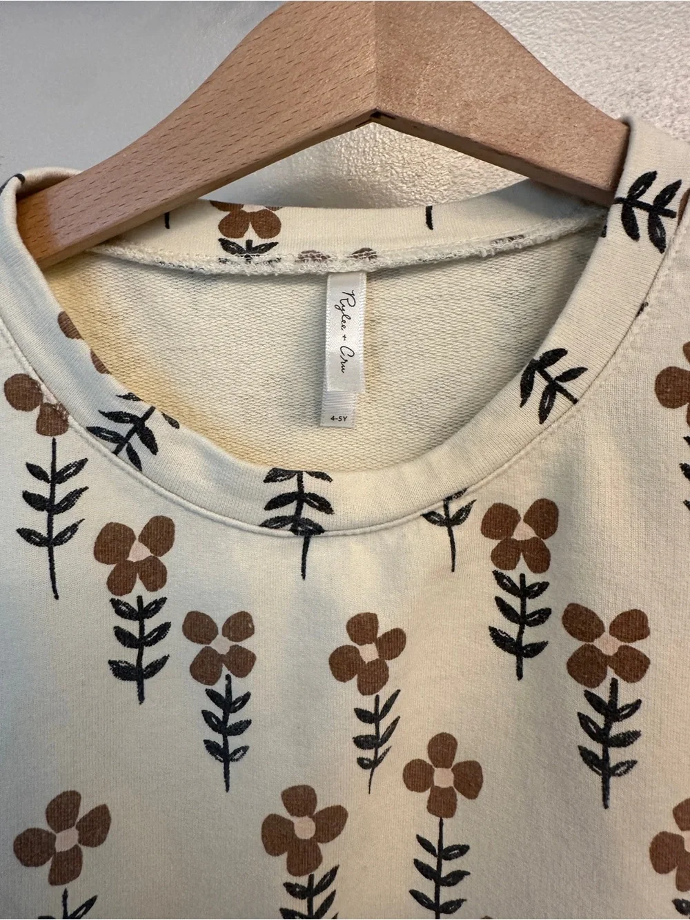 Rylee + Cru Cream Dress with Brown Floral Print and Black Stems